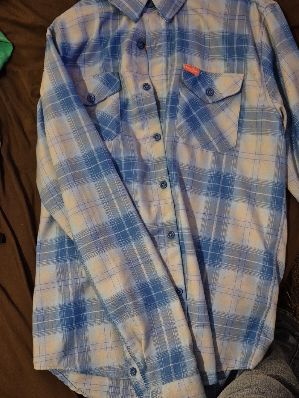 DIXXON Blue and White Plaid Casual Button-Down Shirt